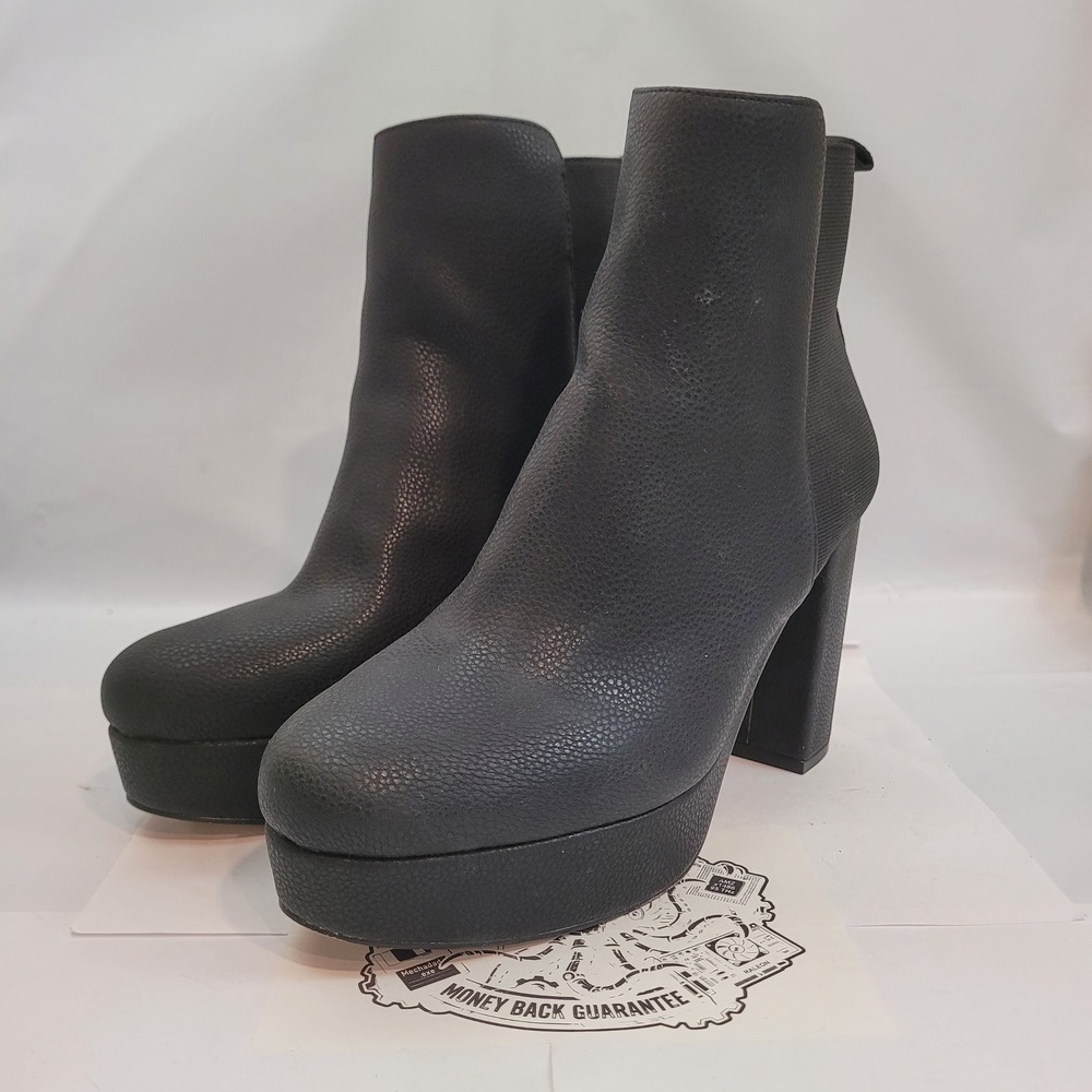 Mix No. 6 Platform Ankle Boot Womens Black Pebbled Block Heel Size 8M